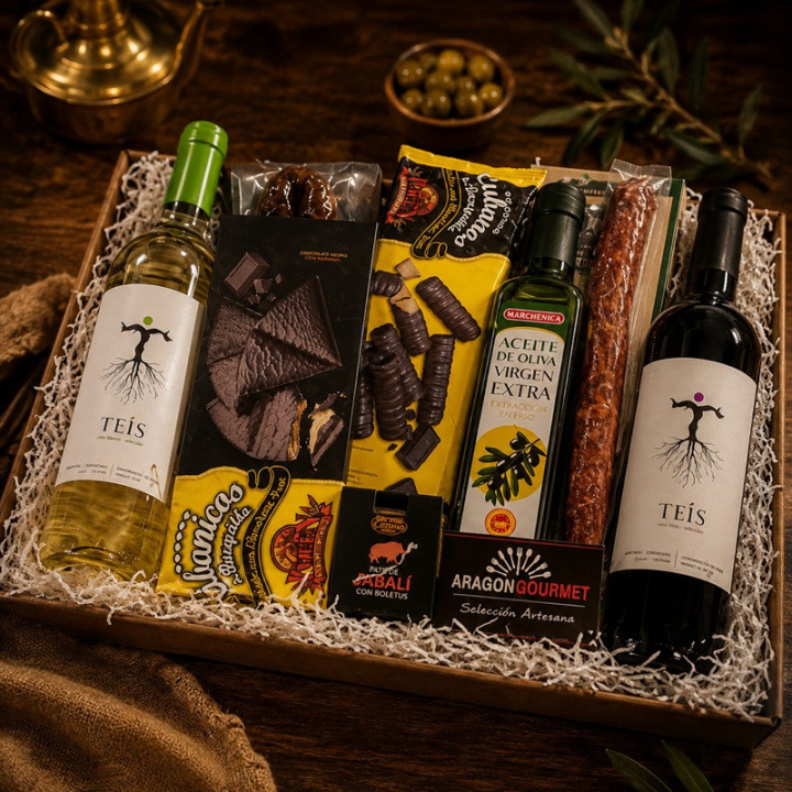 Cesta Gourmet con Vinos, Embutidos y Dulces | Regalo