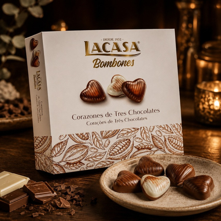corazones tres chocolates platito