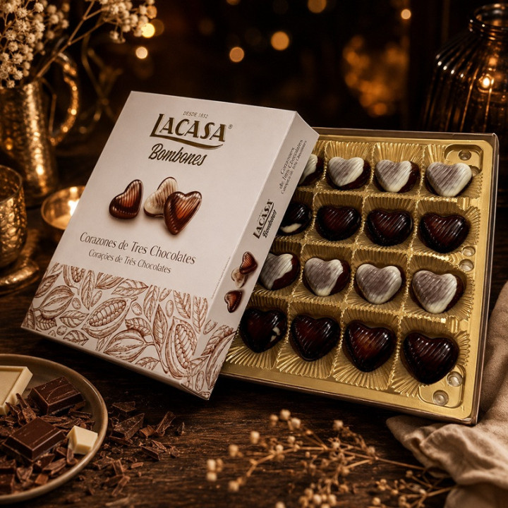 corazones tres chocolates