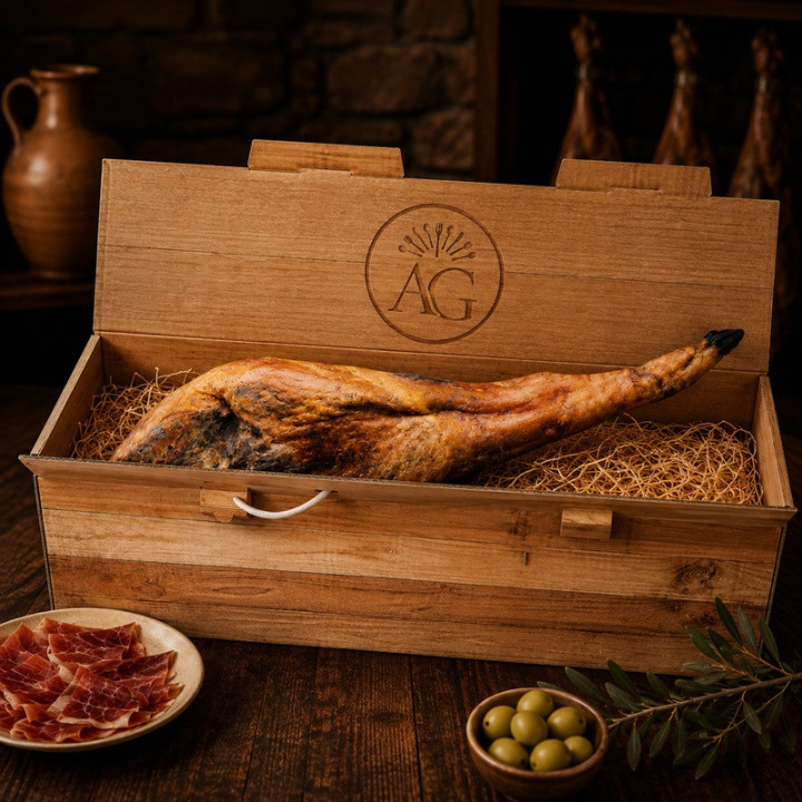 Caja Jamonera Regalo Estilo Madera hover