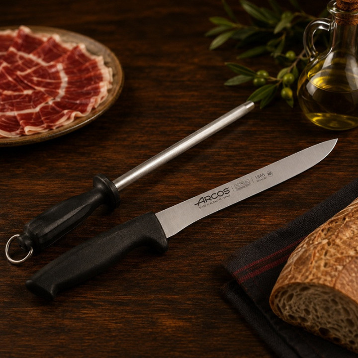 Set Jamonero Arcos con Cuchillo y Chaira hoveer
