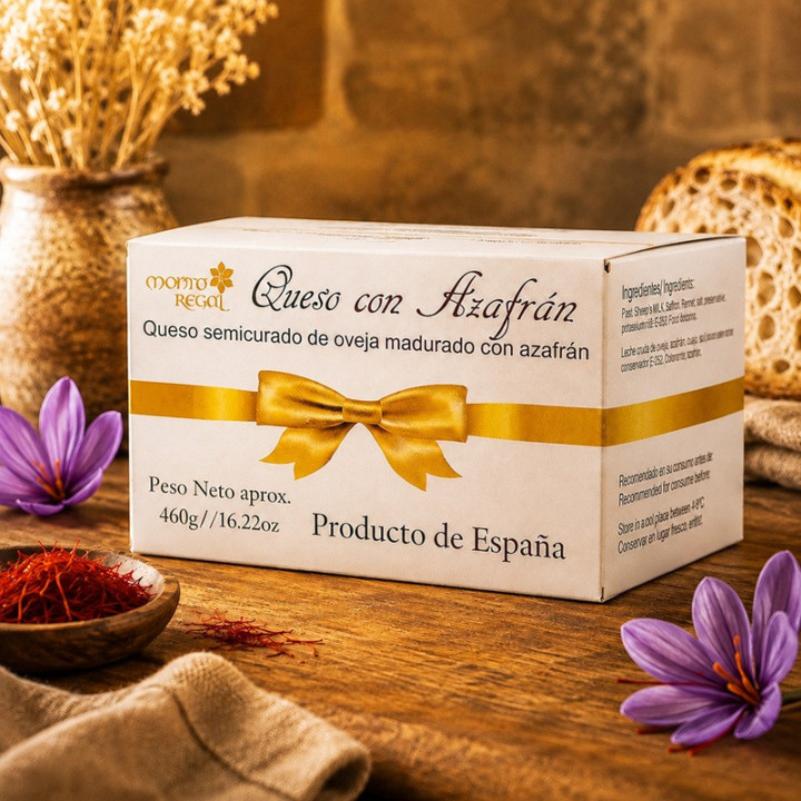 Queso de oveja al azafrán en caja gourmet hover