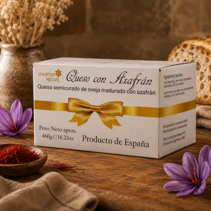 Queso de oveja al azafrán en caja gourmet